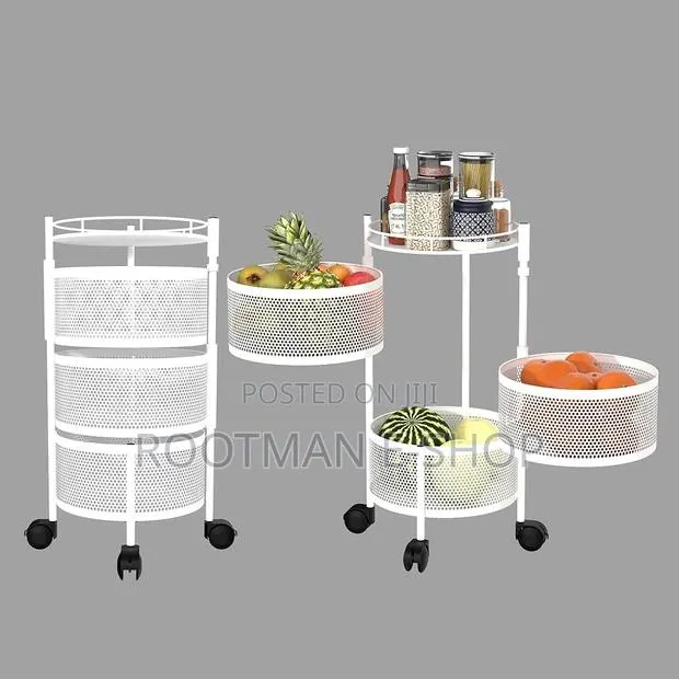 Set Of 2 Kitchen Storage Rack | 5-tier Round Storage Trolley Wheels · Photo 1