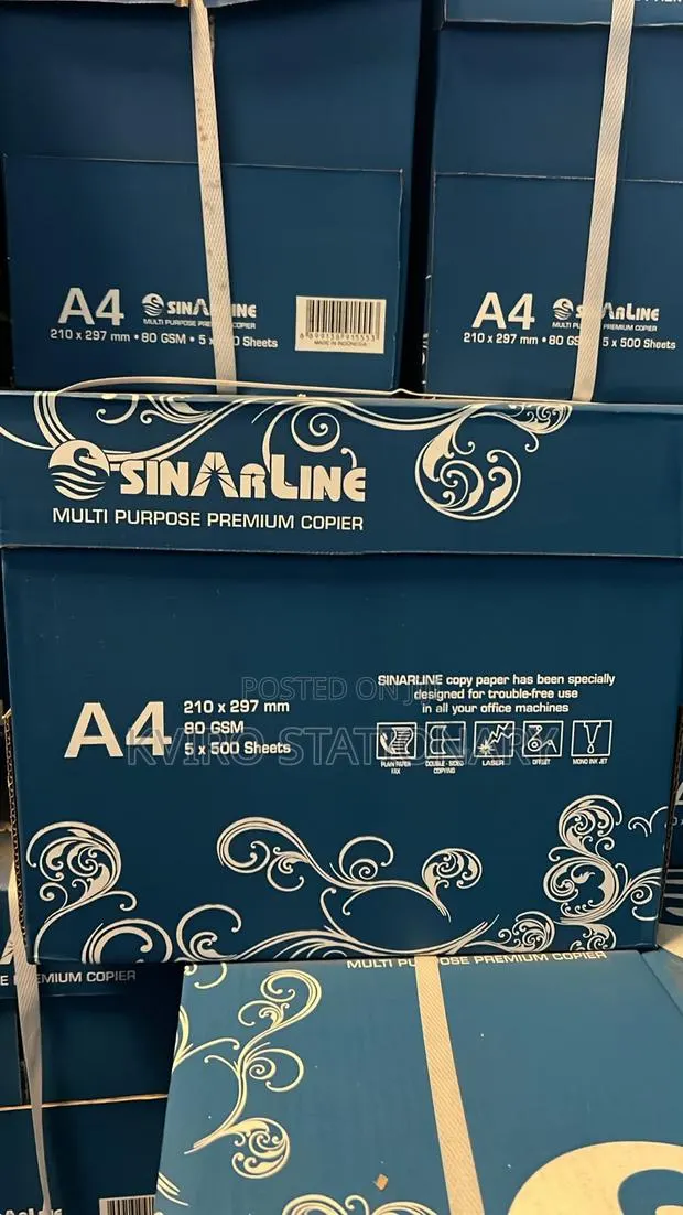 Sinarline A4 Copier Paper 80GSM – 2,500 Sheets Per Carton · Photo 1