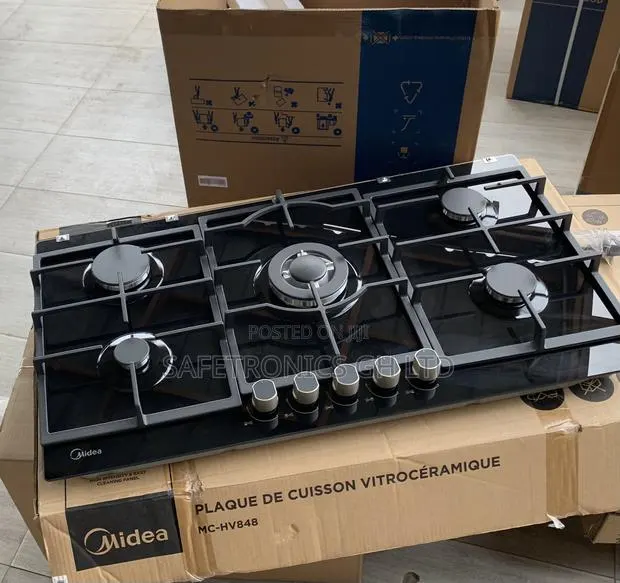 Super New Midea 90cm Gas Hob – Black Glass 90GP095 · Photo 1