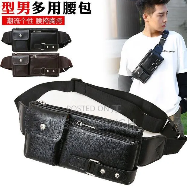 Men's Waist Bag PU Leather Male Fanny Pack Male Shoulder Che · Photo 1