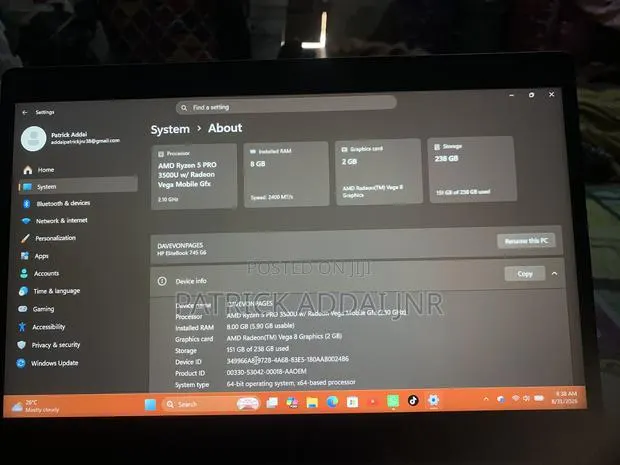 Laptop HP EliteBook 745 G6 8GB AMD Ryzen 5 SSD 256GB · Photo 1