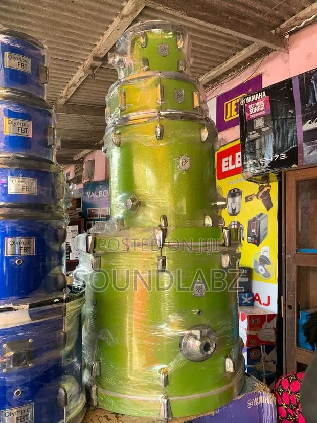 PZ 5-Piece Complete Drumset (Percussion Zone-Lemon Green) · Photo 1