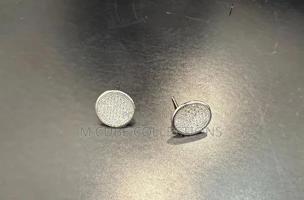 White Gold Crystal Pave Stud Earrings · Photo 1