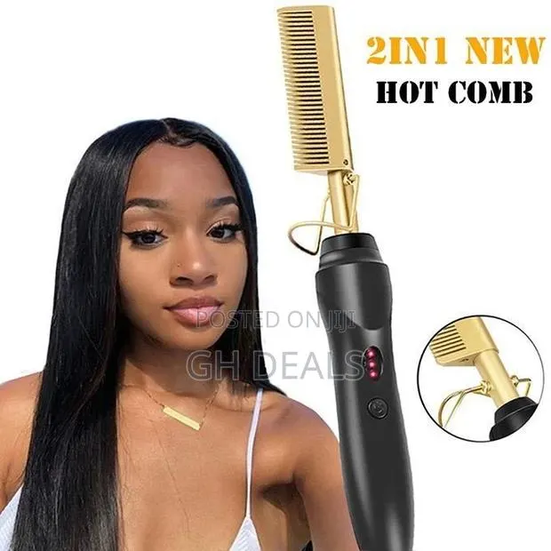 2in1 Hot Comb Hair Straightener Electric Comb Hair Curling A · Photo 1