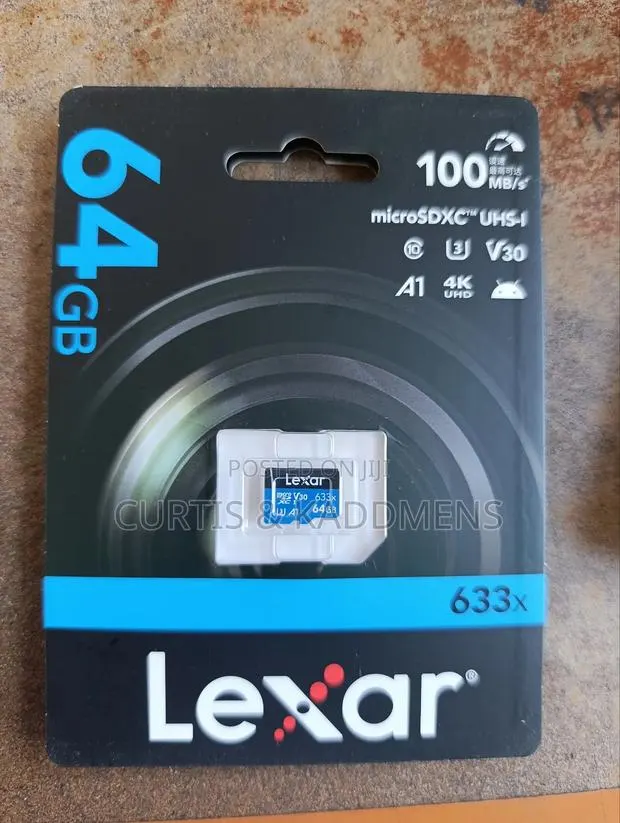 Lexar Micro Sd Card 64gig 100mbs, V30, 633x, Compatible · Photo 1