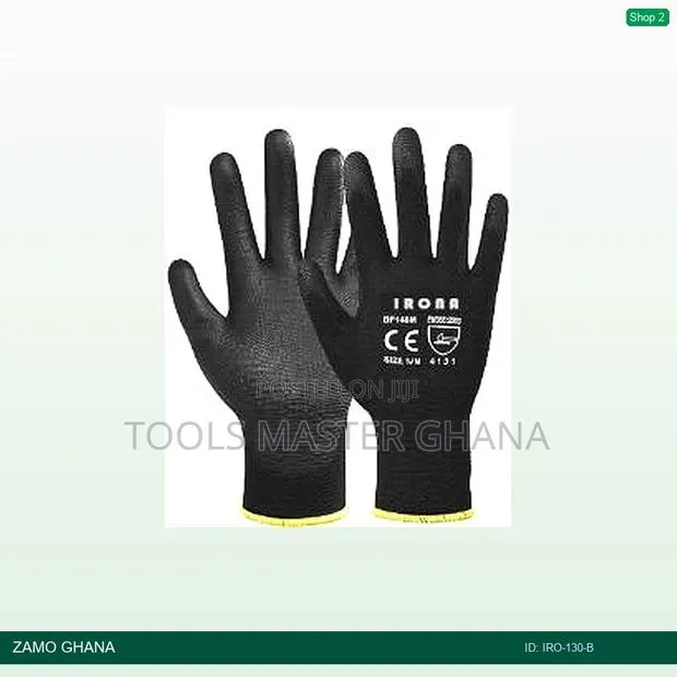 Irona Gloves Pu Polyester Black 10 Inch Xl - Iro-130-b · Photo 1