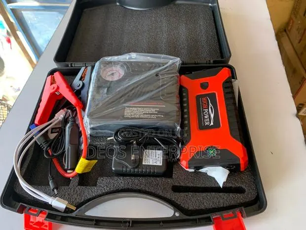 Jump Starter Complete Kit Air Pump AC Car Charger USB LED · Photo 1