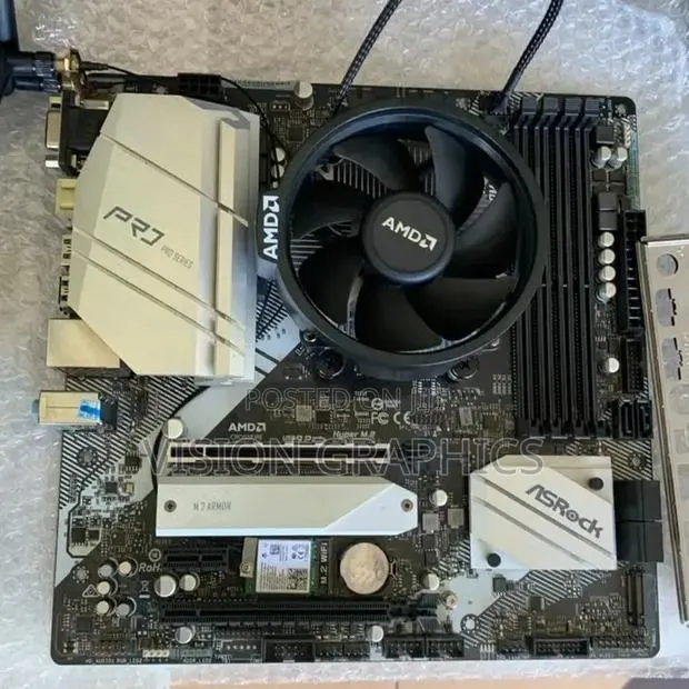 Asrock B550M PRO4 Wifi Motherboard With Ryzen 5 5600x and AMD Cooler · Photo 1