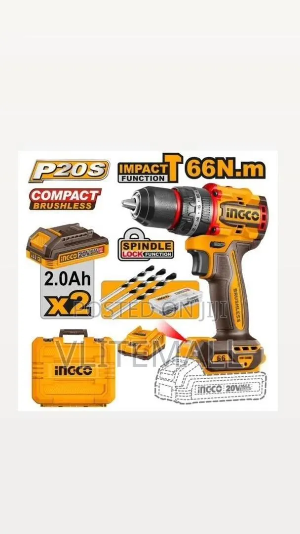 Ingco Cidli20668 20v Max Compact Brushless Cordless Impact Drill · Photo 1