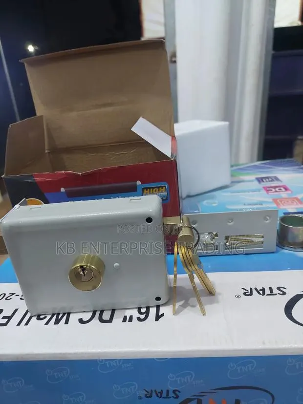 Heavy-Duty Horizontal Pull Rim Lock With Brass Cylinder and Keys · Photo 1