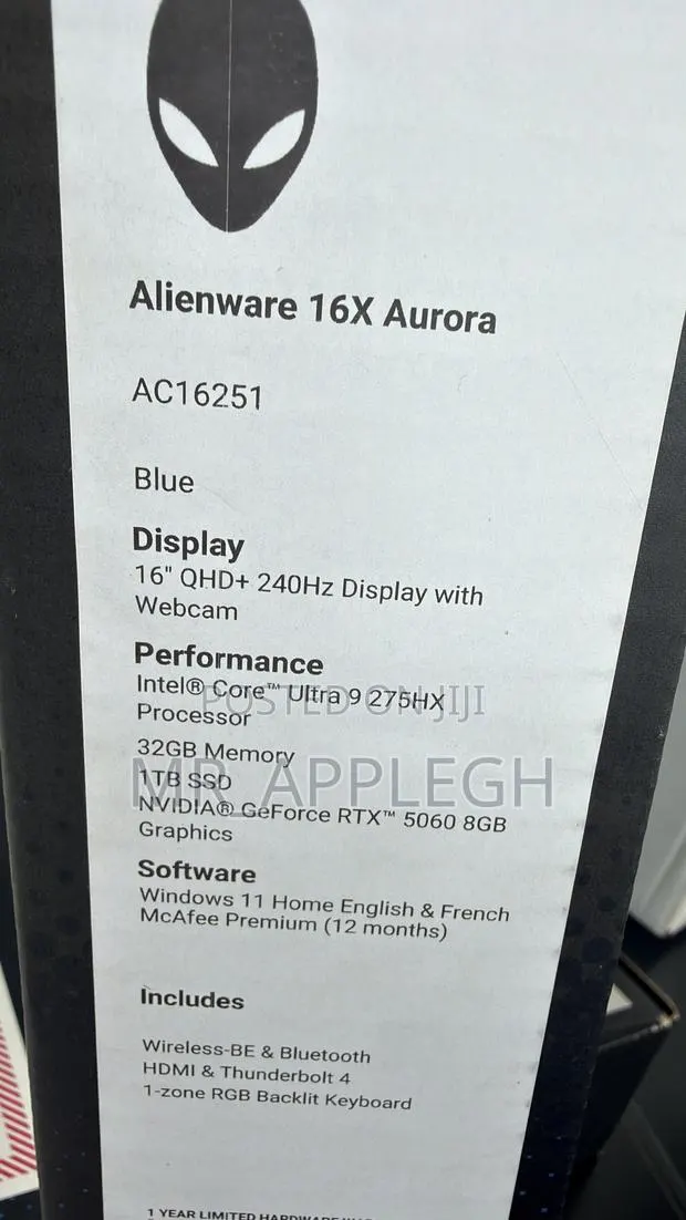 New Laptop Alienware 16x Aurora 32GB Intel Core Ultra 9 SSD 1T · Photo 1