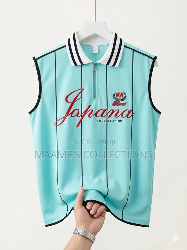 Men’S Sleeveless, Striped Zipper-Neck Vest / Tank Top · Photo 1