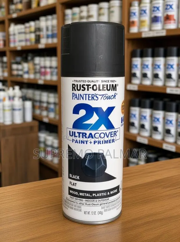 Rust-Oleum 2X Ultra Cover 12oz – Flat Black Paint & Primer Spray · Photo 1