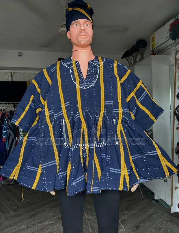 Navy Blue and Gold Handwoven Smock · Photo 1