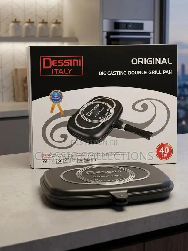Dessini Italy 40cm Die Casting Grill Pan-Non-Stick Dual-Sided Stovetop · Photo 1