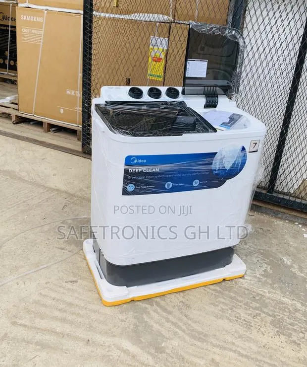 Lastest Midea 7kg Semi Automatic Top Load Washing Machine, Black White · Photo 1