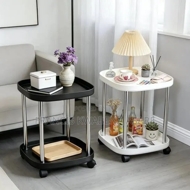 Plastic Table With Metal Legs + Wheels · Photo 1