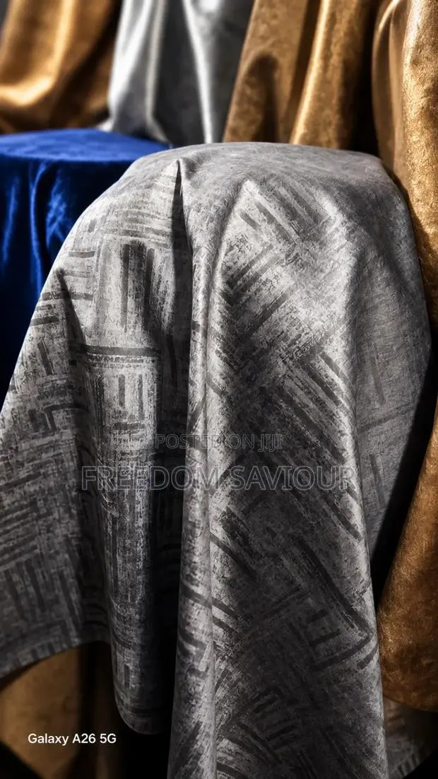 Premium Grey Abstract Upholstery Fabric – Modern Luxury Sofa Material · Photo 1