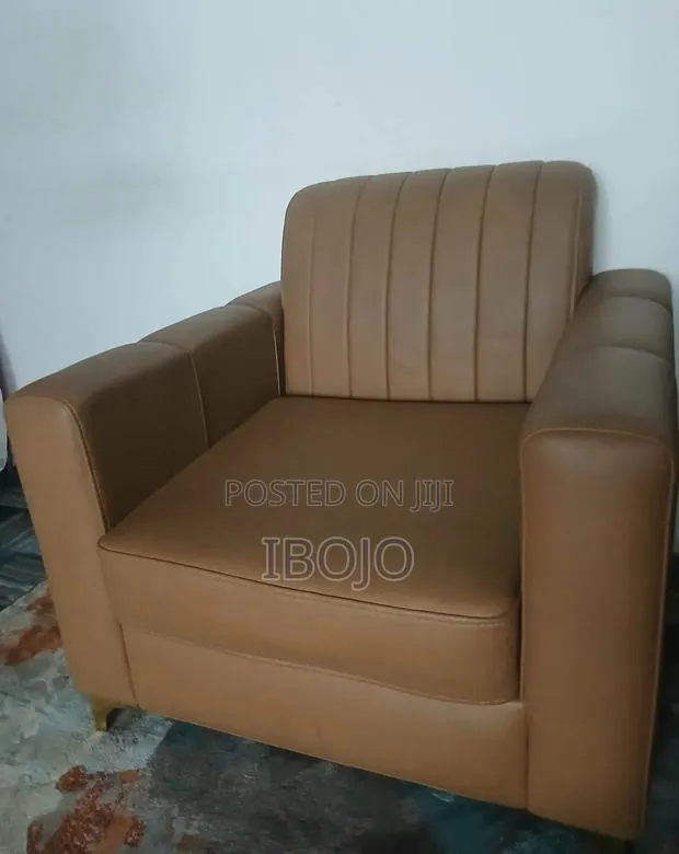 High Density Tan Leather Modern Single-Seater Armchair. Limited Stock · Photo 1