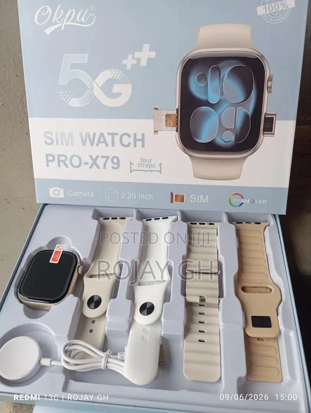 Okpu Pro-X79 Sim Smart Watch With Camera 4 Colorful Straps - Silver · Photo 1