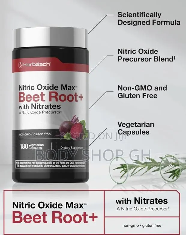 Horbaach Beet Root Capsules - Natural Nitric Oxide Booster - 180 Caps · Photo 1