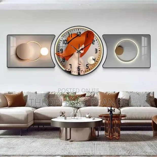 3 in 1 Modern Wall Clock/ 2 Shaped Decor Clock . · Photo 1