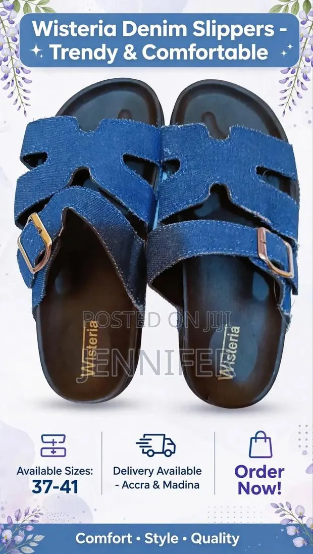 Wisteria Ladies Denim Slippers · Photo 1