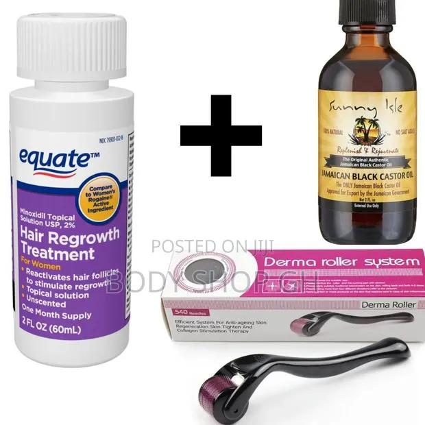 Equate Minoxidil + Derma Roller + Castor Oil for Hairloss · Photo 1
