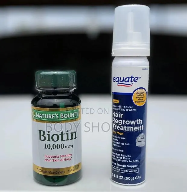 Hairloss Treatment Combo ( Equate Minoxidil Foam + Biotin) · Photo 1