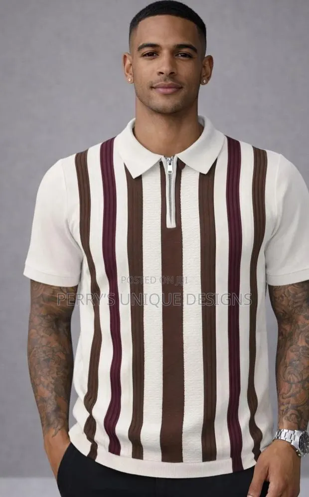 Pure Prestige Zip Polo – Signature Stripe Edition · Photo 1