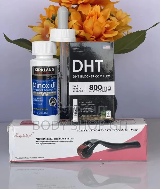 Hair Growth Set - Kirkland Minoxidil + Derma Roller + DHT · Photo 1