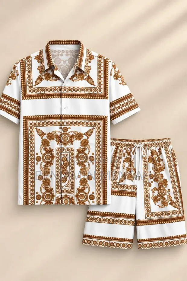 Men’s 2 Piece Matching Set | Printed Shirt Shorts | Casual Wear · Photo 1