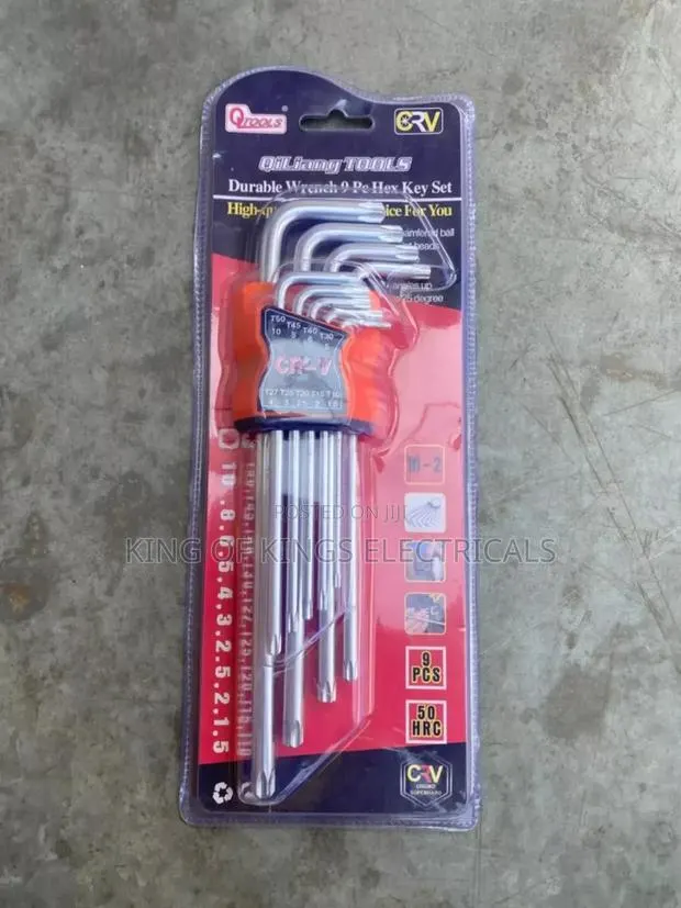 Full Set Allen Key (Hex Key)(Big Size) – 9 Pieces Cr-v Steel · Photo 1
