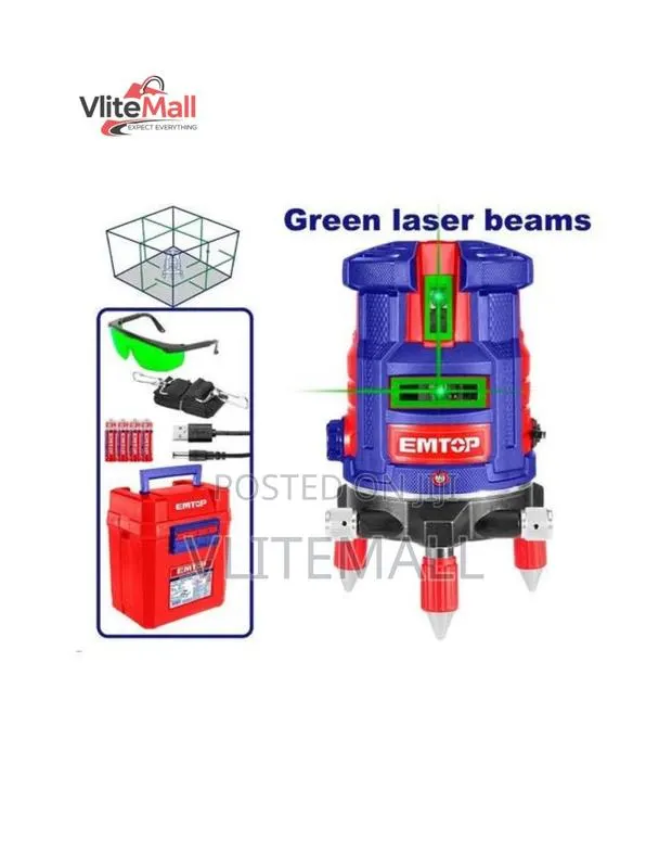EMTOP 5-Line Self-Leveling Green Laser Level Kit. · Photo 1