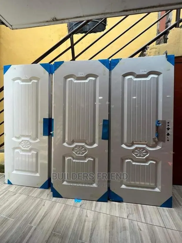 New Modernized Metal Plated Wooden Door+Frame+Locks Set · Photo 1