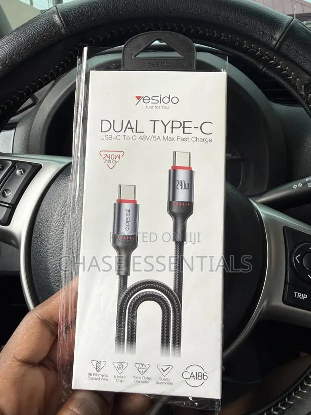 240W Type C to Type C Flat Data Cable, 2m | Fast Charging Cable · Photo 1