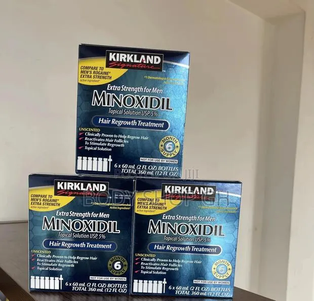 KIRKLAND MINOXIDIL FULL BOX - 6 Bottles + Dropper · Photo 1