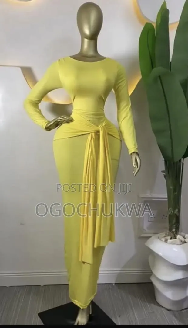 Brand New Lemon Yellow Side-Tie Maxi Dress · Photo 1