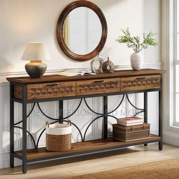 Console Table With 3 Drawers and Storage Shelf · Photo 3