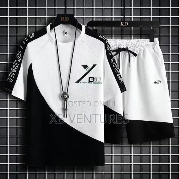 Dou-Color Men's 2-in-1 Waffle Style T-Shirt and Shorts Set · Photo 1