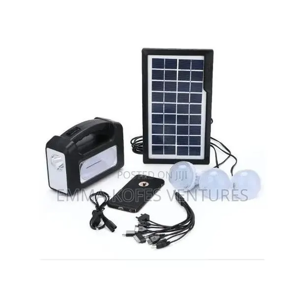 Powerful Solar Panel, 3 Plus Led Lights and Phone Charging Kit - Black · Photo 1