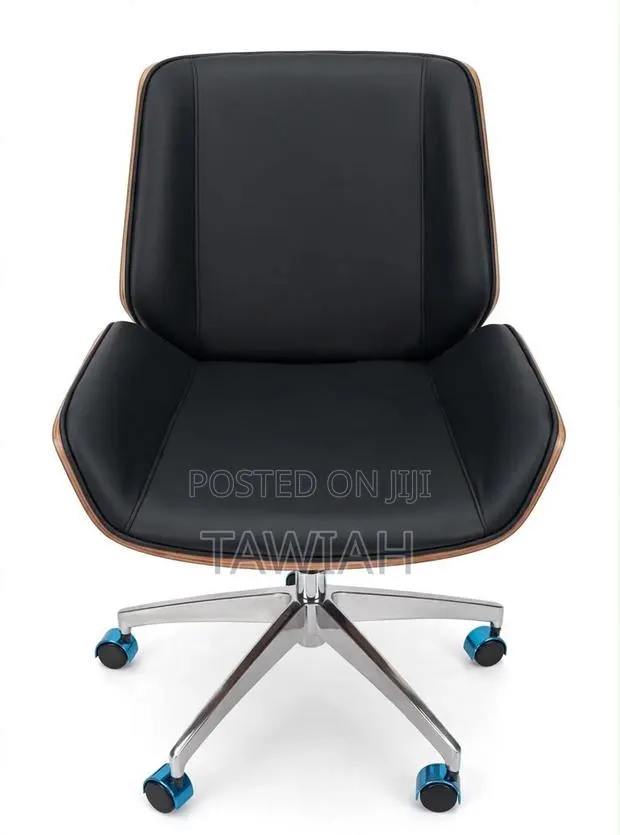 Leather Conference Chair With Wood Trim · Photo 1