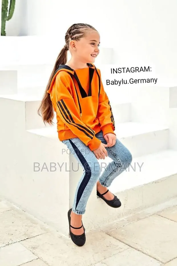 Premium Orange Sweater / Long Sleeve and Jeans Trouser Set · Photo 1
