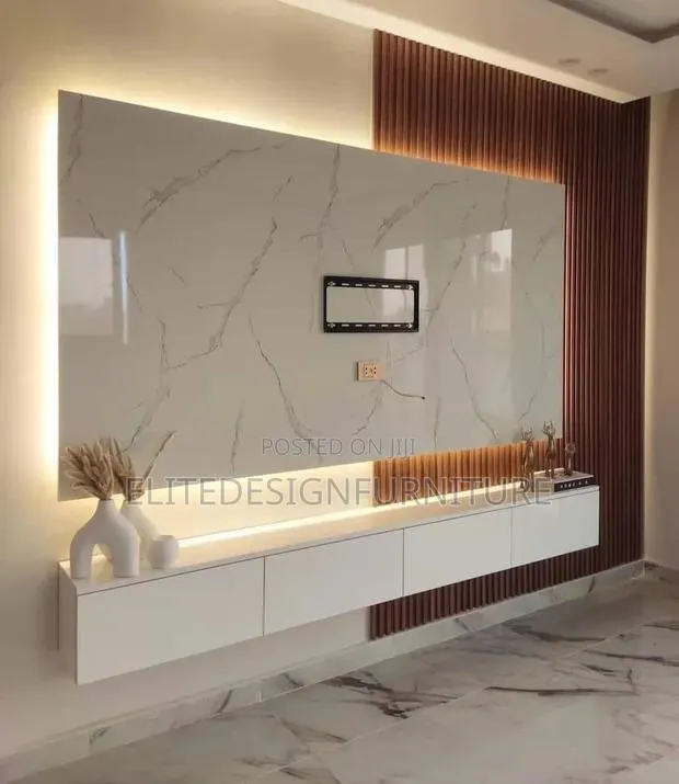 Modern Floating TV Unit With Storage - Custom Made in Accra · Photo 1