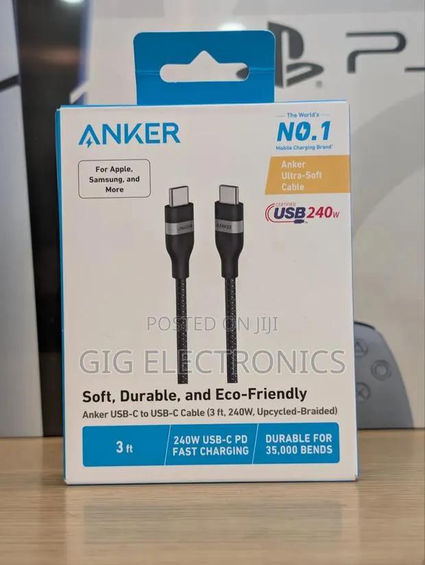 Anker USB-C to USB-C Cable (3 Ft 240W, Upcycled-Braided) · Photo 1