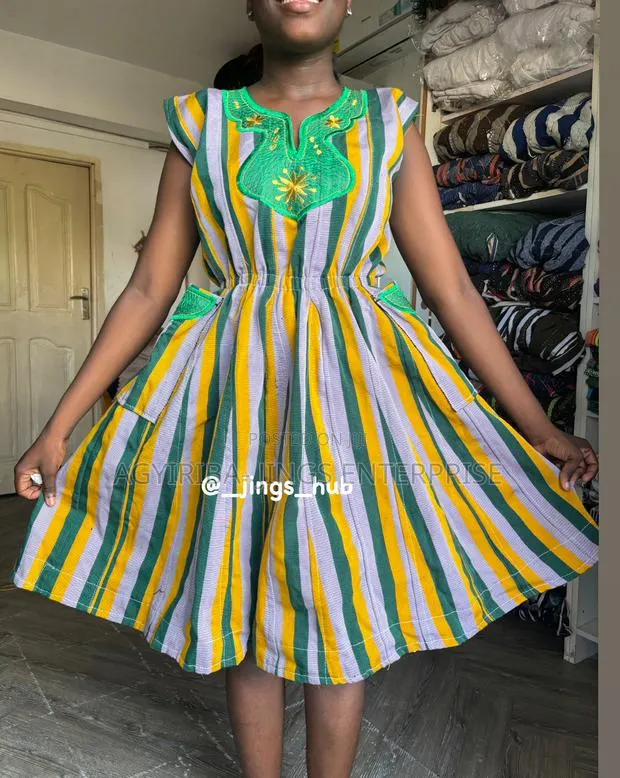 Green and Lemon Green Smock Dress · Photo 1