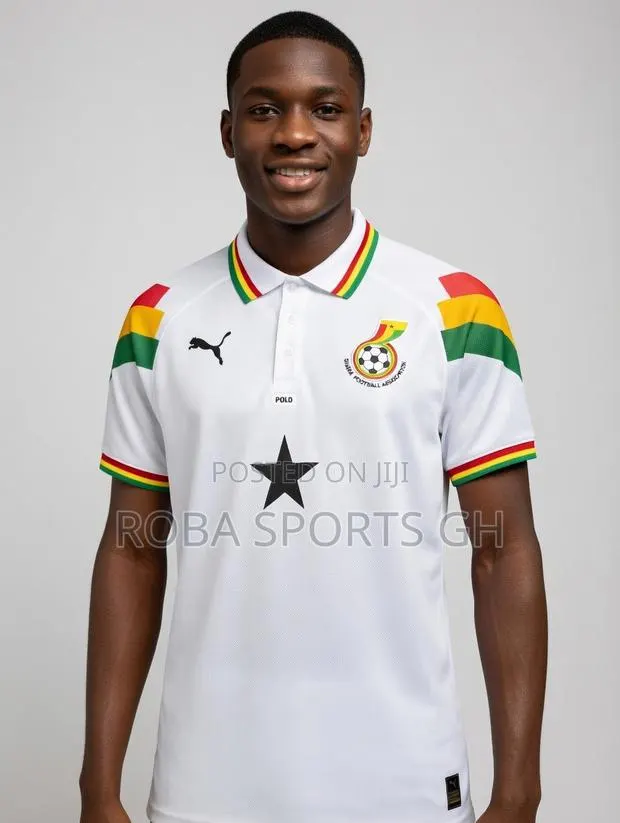 Ghana Retro-Inspired White Polo Jersey · Photo 1