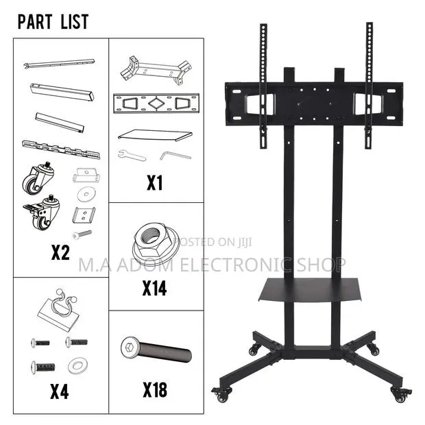 Portable Rolling Tv Cart for Led Tv With Wheels 32”-70” · Photo 1
