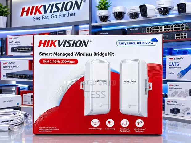 Hikvision 2.4Ghz 300Mbps 1KM Wireless Bridge 2 in 1 Kit 3wf1000-Ei-2n · Photo 1