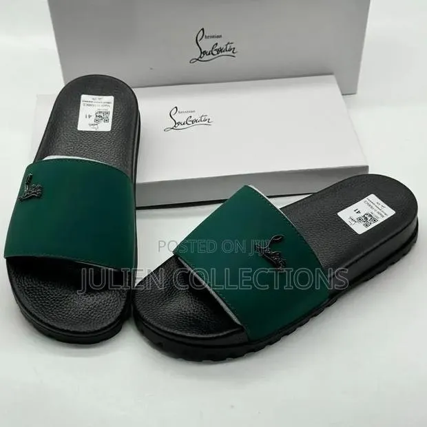 Louboutin Slide Black Grey N Green